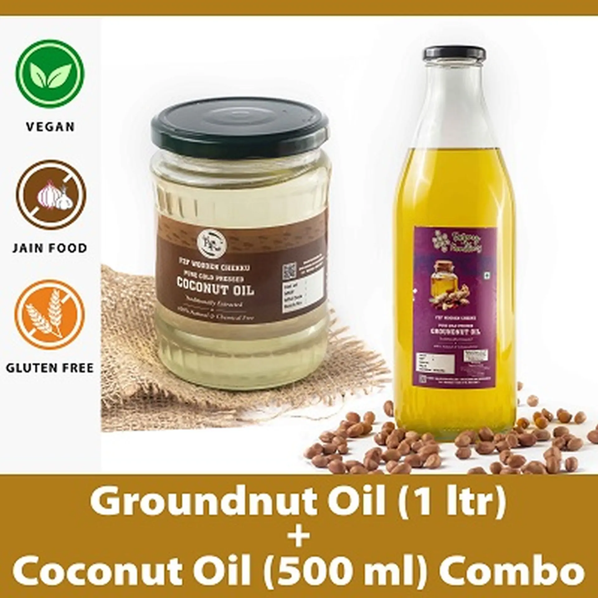 Groundnut Oil (1 ltr) + Coconut Oil (500 gms) Combo 